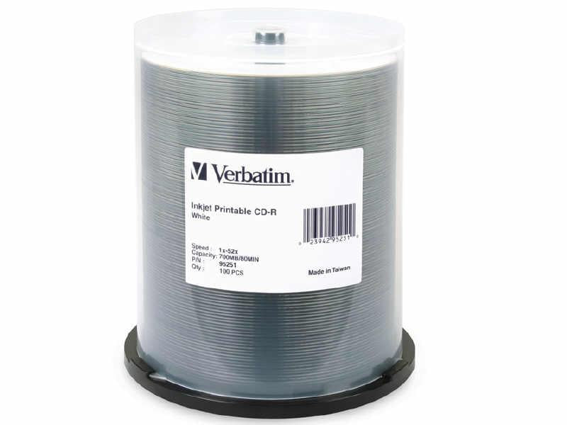 Verbatim Americas Llc 100pk Cd-r 80min 700mb 52x Wh Ij Prt Sp
