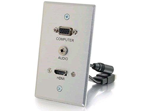 C2g Hdmi, Vga + 3.5mm Pass Through Single Gang Wall Plate - Aluminum