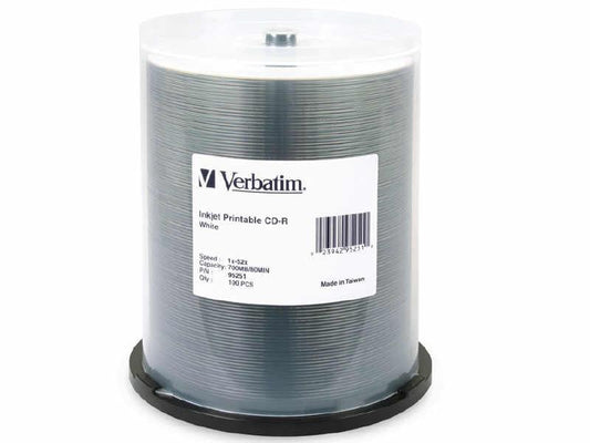 Verbatim Americas Llc 100pk Cd-r 80min 700mb 52x Wh Ij Prt Sp