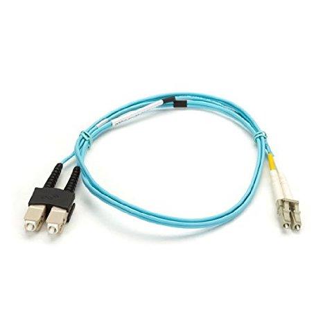 Black Box Om3 50/125 Multimode Fiber Optic Patch Cable - Ofnr Pvc, Sc To Lc, Aqua, 1-m (3.
